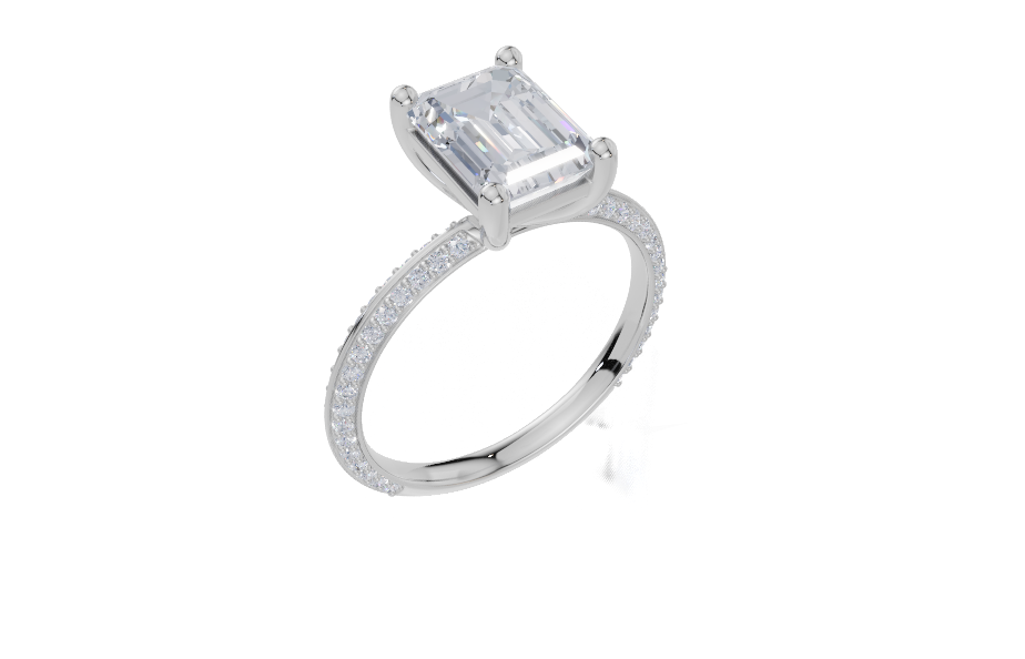 18ct White Gold Emerald Cut 2.34 Carat tw of  Diamond Ring