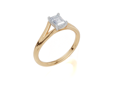18ct Yellow Gold Emerald Cut 0.50 Carat of  Diamond Ring