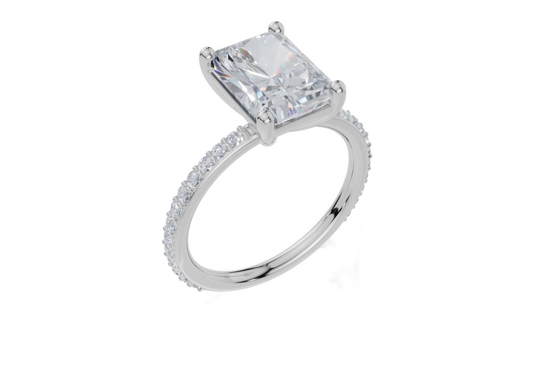 18ct White Gold Radiant Cut 3.33 Carat tw of Lab-Grown Diamond Ring