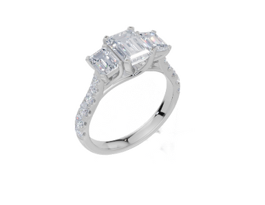 18ct White Gold Emerald Cut 2.03 Carat tw of Lab-Grown Diamond Ring