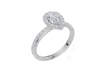 18ct White Gold Pear Cut 1.00 Carat tw of Lab-Grown Diamond Ring