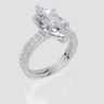 18ct White Gold Marquise Cut 3.33 Carat tw of Lab-Grown Diamond Ring and 18ct White Gold 0.38 Carat tw of Lab-Grown  Diamond Band