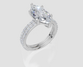 18ct White Gold Marquise Cut 3.33 Carat tw of Lab-Grown Diamond Ring and 18ct White Gold 0.38 Carat tw of Lab-Grown  Diamond Band