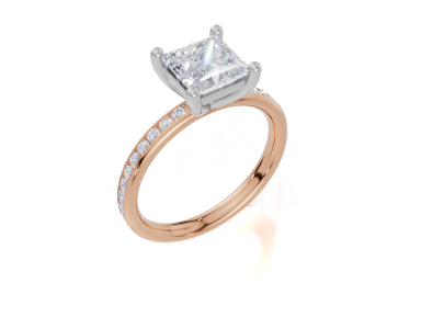 18ct Rose Gold Princess Cut 1.82 Carat tw of  Diamond Ring