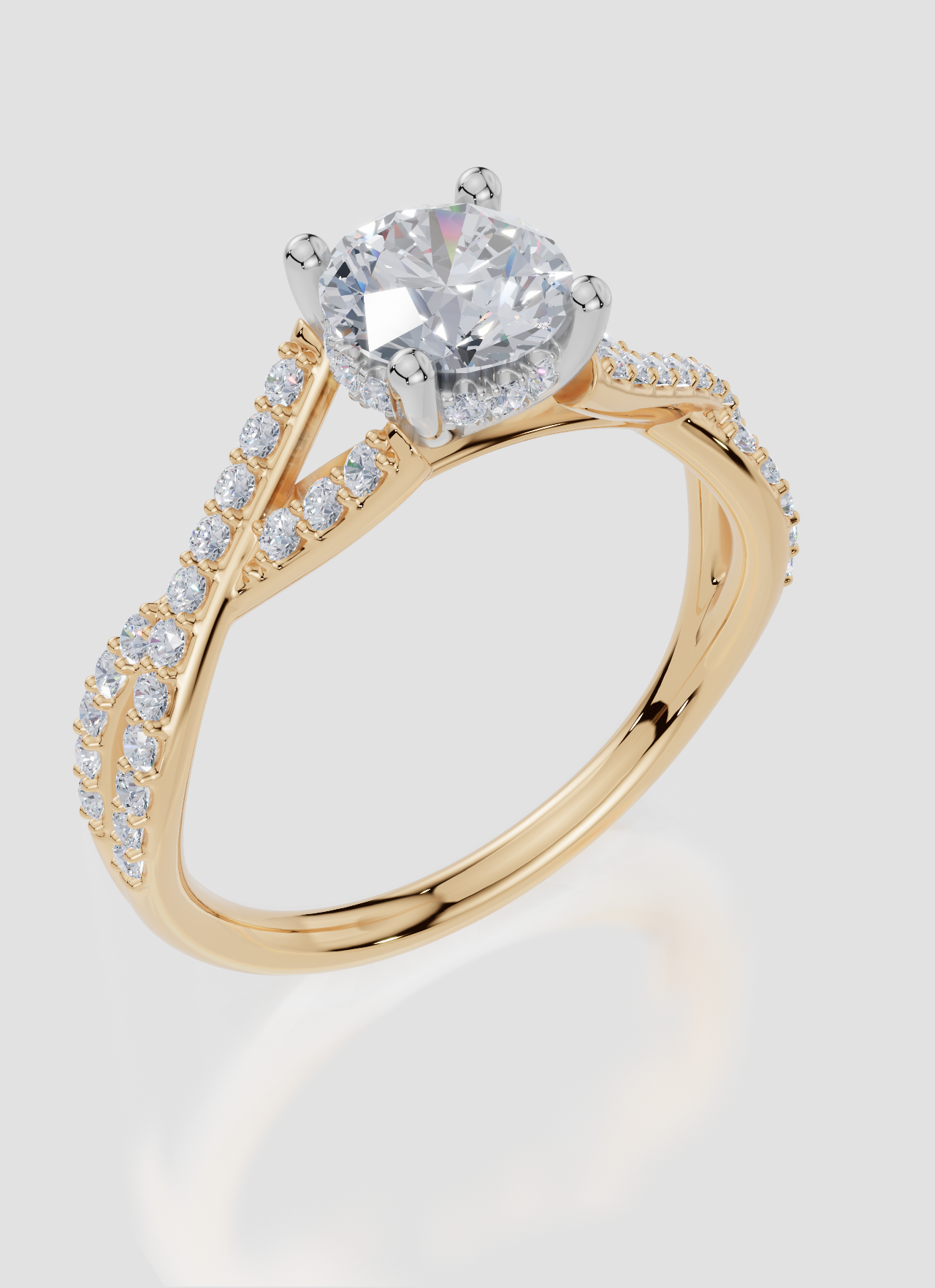18ct Yellow Gold Round Cut 1.10 Carat tw of Lab-Grown Diamond Ring
