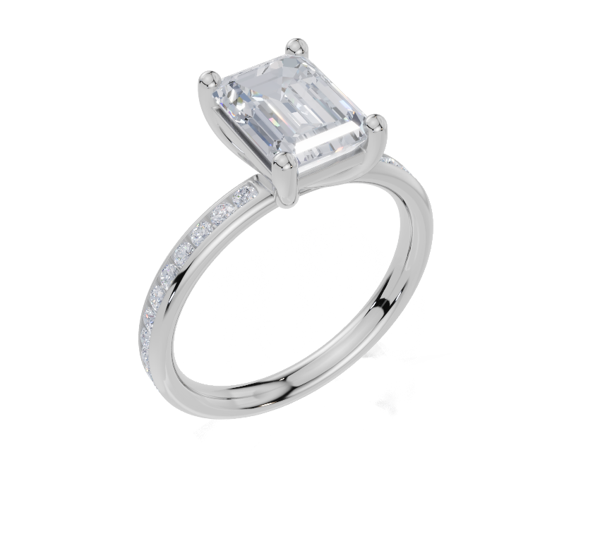 18ct White Gold Emerald Cut 2.33 Carat tw of Lab-Grown Diamond Ring