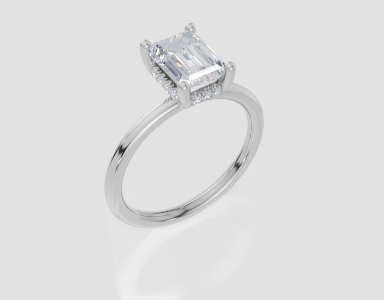 18ct White Gold Emerald Cut 1.57 Carat tw of Lab-Grown Diamond Ring