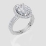 18ct White Gold Oval Cut 3.66 Carat tw of  Diamond Ring and 18ct White Gold 0.38 Carat tw of   Diamond Band