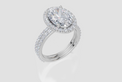 18ct White Gold Oval Cut 3.66 Carat tw of  Diamond Ring and 18ct White Gold 0.38 Carat tw of   Diamond Band