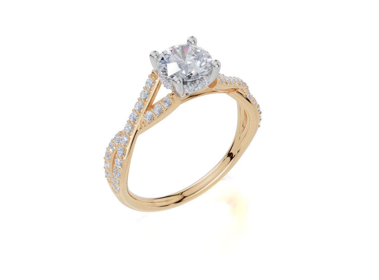 18ct Yellow Gold Round Cut 1.10 Carat tw of Lab-Grown Diamond Ring