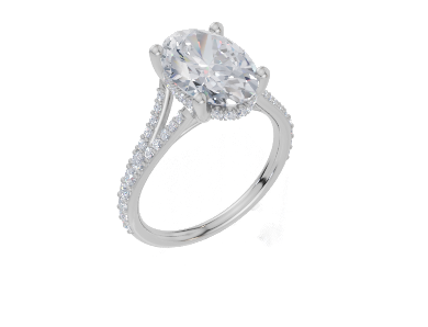 18ct White Gold Oval Cut 3.43 Carat tw of Lab-Grown Diamond Ring
