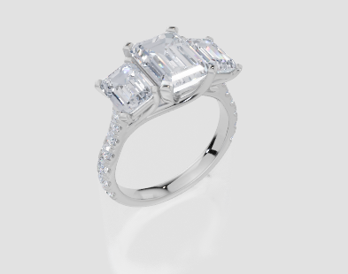18ct White Gold Emerald Cut 3.94 Carat tw of Lab-Grown Diamond Ring