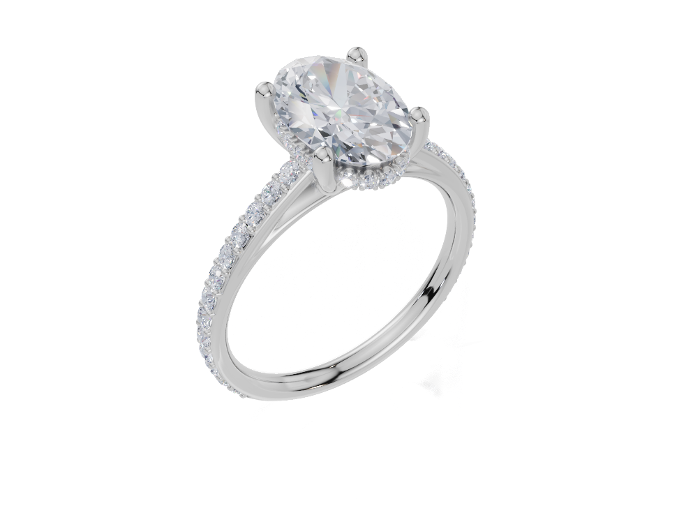 18ct White Gold Oval Cut 2.42 Carat tw of  Diamond Ring