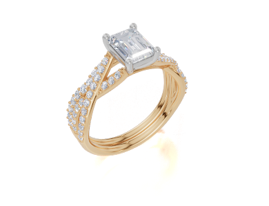18ct Yellow Gold Emerald Cut 1.30 Carat tw of  Diamond Ring and 18ct Yellow Gold 0.28 Carat tw of   Diamond Band