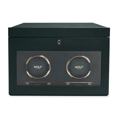 WOLF British Racing Double Watch Winder with Storage