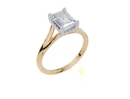 18ct Yellow Gold Emerald Cut 1.57 Carat tw of  Diamond Ring