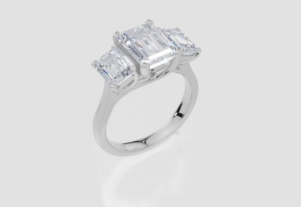 18ct White Gold Emerald Cut 3.50 Carat tw of Lab-Grown Diamond Ring