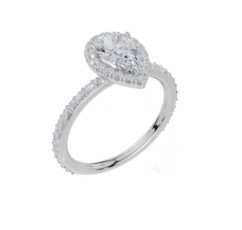 18ct White Gold Pear Cut 1.24 Carat tw of Lab-Grown Diamond Ring