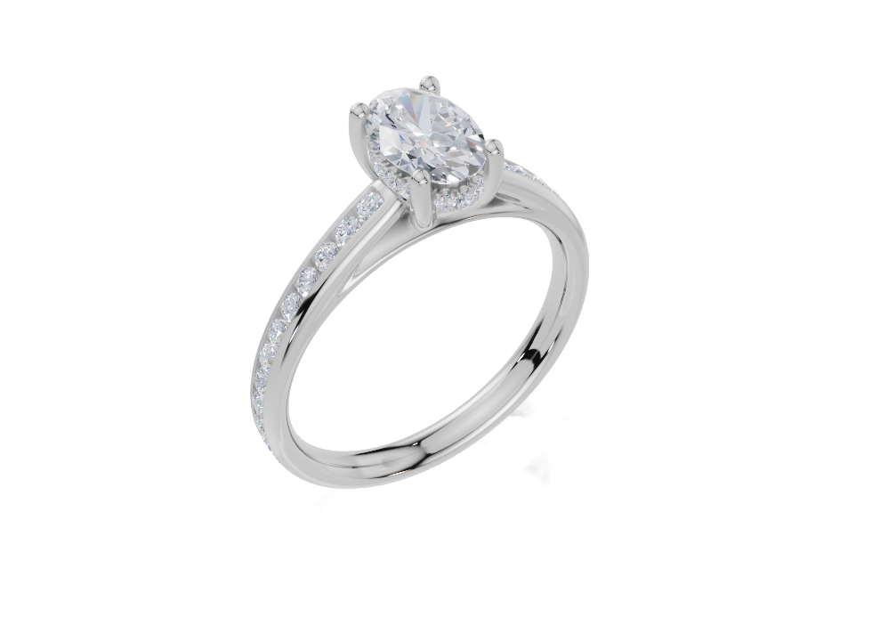 18ct White Gold Oval Cut 1.13 Carat tw of Lab-Grown Diamond Ring