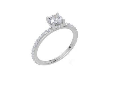 18ct White Gold Round Cut 0.87 Carat tw of Lab-Grown Diamond Ring