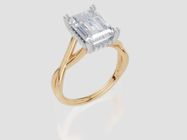 18ct Yellow Gold Emerald Cut 3.10 Carat tw of Lab-Grown Diamond Ring