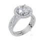 18ct White Gold Round Cut 2.67 Carat tw of  Diamond Ring and 18ct White Gold 0.31 Carat tw of   Diamond Band