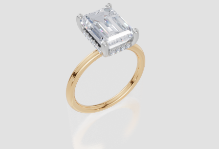 18ct Yellow Gold Emerald Cut 4.10 Carat tw of  Diamond Ring