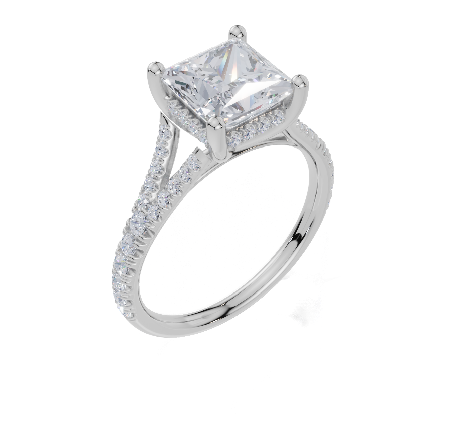 18ct White Gold Princess Cut 2.41 Carat tw of Lab-Grown Diamond Ring