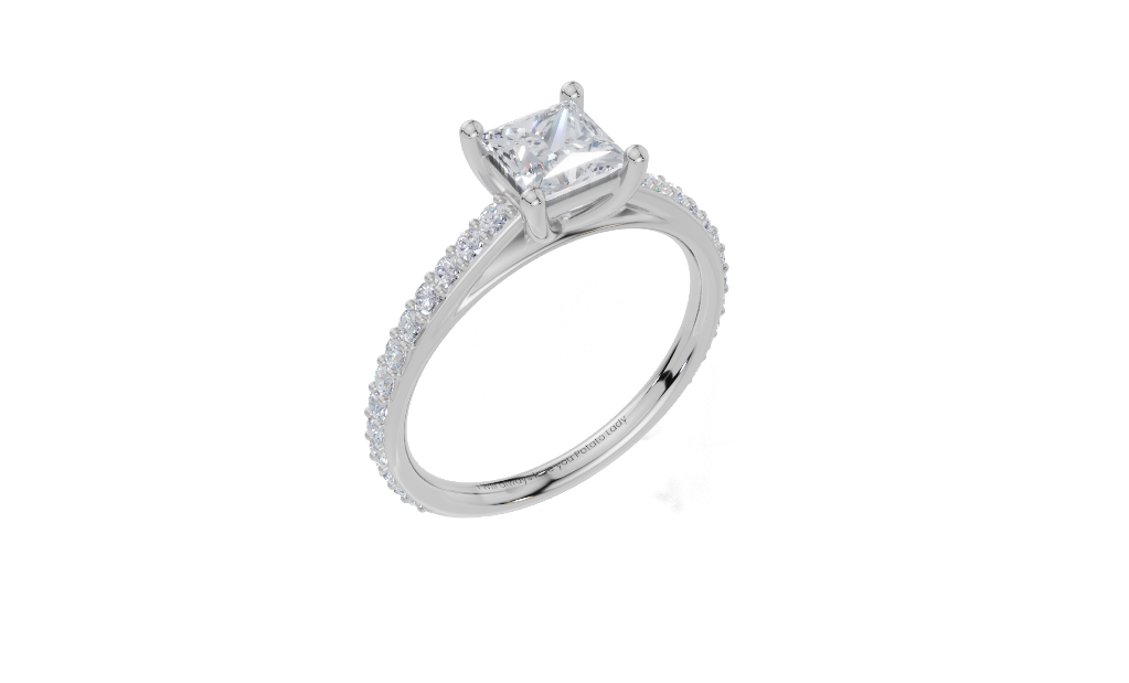 18ct White Gold Princess Cut 1.07 Carat tw of Lab-Grown Diamond Ring