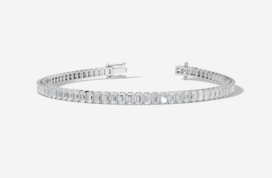 9CT White Gold Emerald Cut 3.95 Carat tw of Lab Grown Diamonds Tennis Bracelet