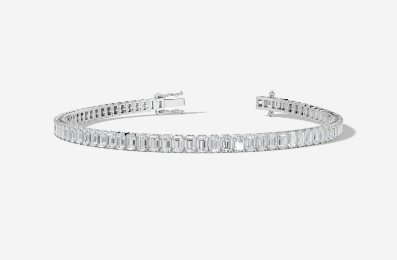 9CT White Gold Emerald Cut 3.95 Carat tw of Lab Grown Diamonds Tennis Bracelet