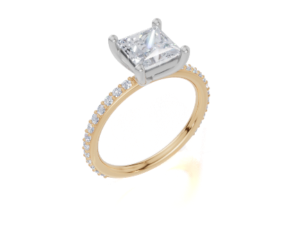 18ct Yellow Gold Princess Cut 1.82 Carat tw of  Diamond Ring