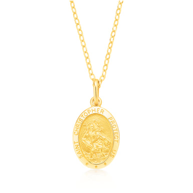 9ct Yellow Gold Oval 12mm Saint Christopher Pendant