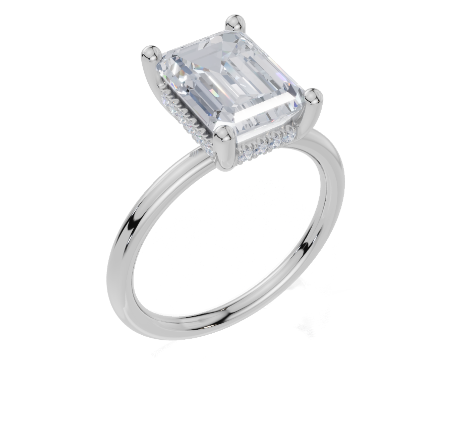 18ct White Gold Emerald Cut 3.10 Carat tw of  Diamond Ring