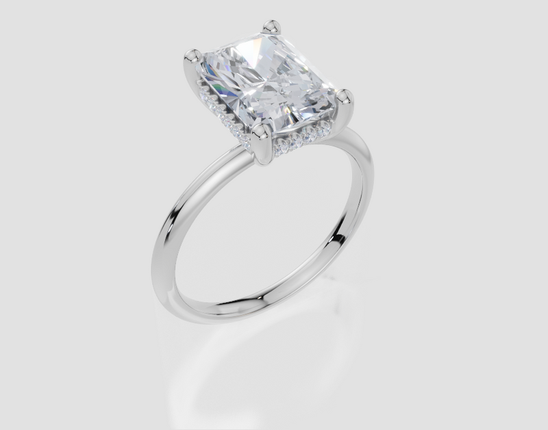 18ct White Gold Radiant Cut 3.10 Carat tw of Lab-Grown Diamond Ring