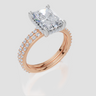18ct Rose Gold Radiant Cut 3.42 Carat tw of Lab-Grown Diamond Ring and 18ct Rose Gold 0.38 Carat tw of Lab-Grown  Diamond Band