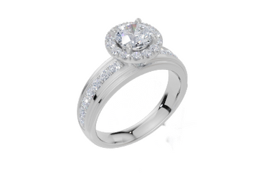 18ct White Gold Round Cut 1.29 Carat tw of Lab-Grown Diamond Ring