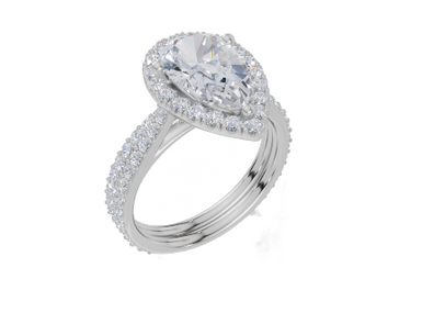 18ct White Gold Pear Cut 2.63 Carat tw of Lab-Grown Diamond Ring and 18ct White Gold 0.38 Carat tw of Lab-Grown  Diamond Band