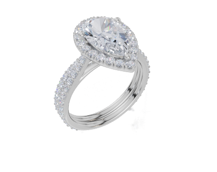 18ct White Gold Pear Cut 2.63 Carat tw of Lab-Grown Diamond Ring and 18ct White Gold 0.38 Carat tw of Lab-Grown  Diamond Band