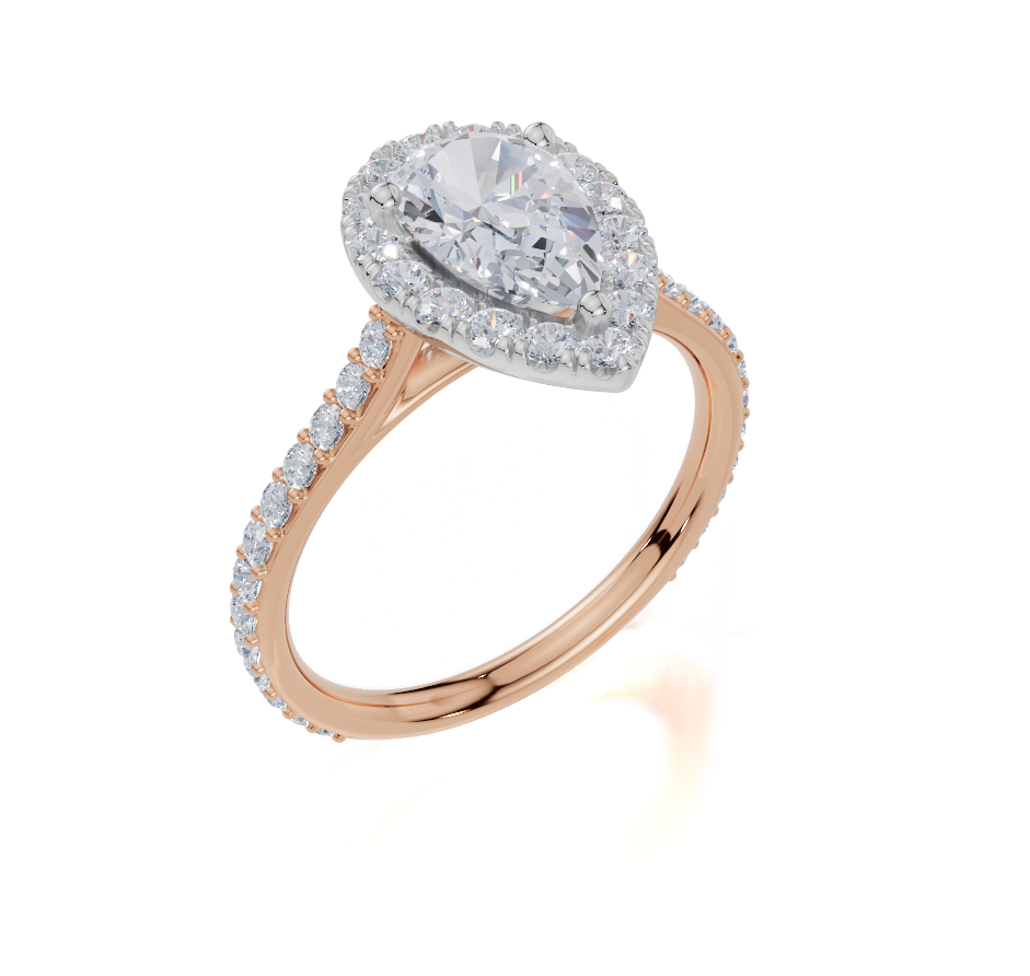 18ct Rose Gold Pear Cut 1.63 Carat tw of Lab-Grown Diamond Ring