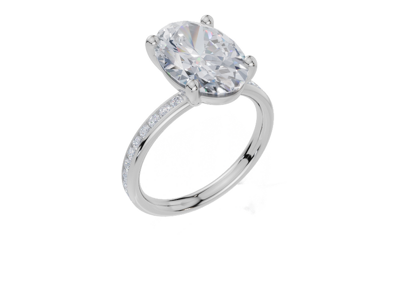 18ct White Gold Oval Cut 4.33 Carat tw of  Diamond Ring