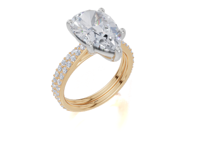 18ct Yellow Gold Pear Cut 4.33 Carat tw of  Diamond Ring and 18ct Yellow Gold 0.36 Carat tw of   Diamond Band