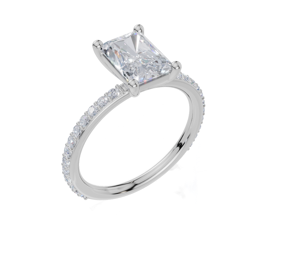 18ct White Gold Radiant Cut 1.82 Carat tw of Lab-Grown Diamond Ring