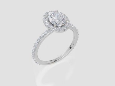 18ct White Gold Oval Cut 1.56 Carat tw of  Diamond Ring