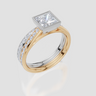 18ct Yellow Gold Princess Cut 1.32 Carat tw of Lab-Grown Diamond Ring and 18ct White Gold 0.34 Carat tw of Lab-Grown  Diamond Band