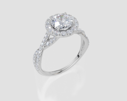 18ct White Gold Round Cut 1.57 Carat tw of Lab-Grown Diamond Ring