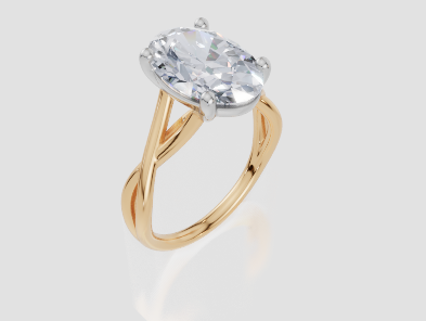 18ct Yellow Gold Oval Cut 4.00 Carat of Lab-Grown Diamond Ring