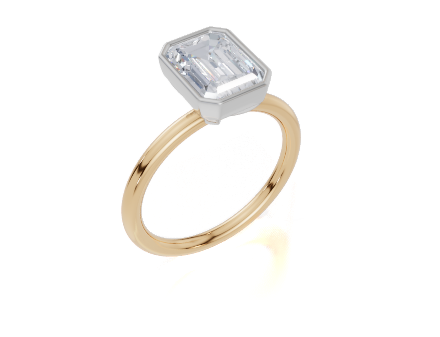 18ct Yellow Gold Emerald Cut 2.00 Carat of Lab-Grown Diamond Ring