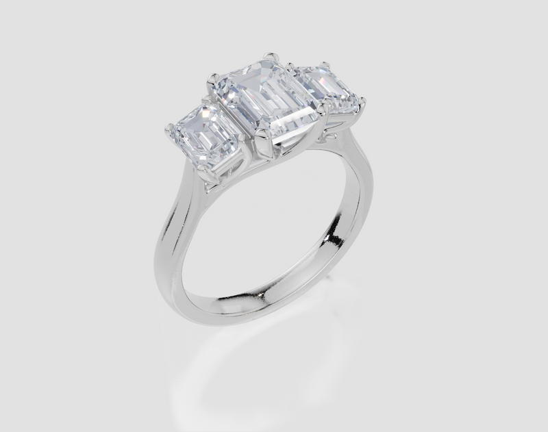 18ct White Gold Emerald Cut 2.50 Carat tw of Lab-Grown Diamond Ring