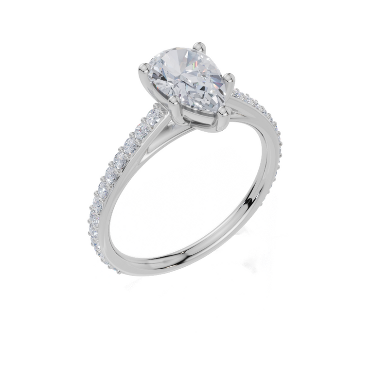 18ct White Gold Pear Cut 1.32 Carat tw of Lab-Grown Diamond Ring